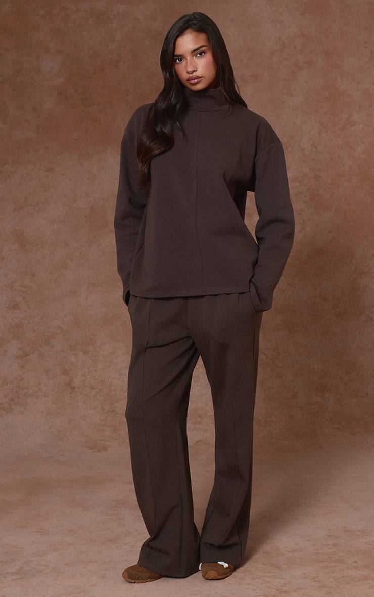 Chocolat Pantalon De Jogging Droit En Jersey Interlock À Pinces