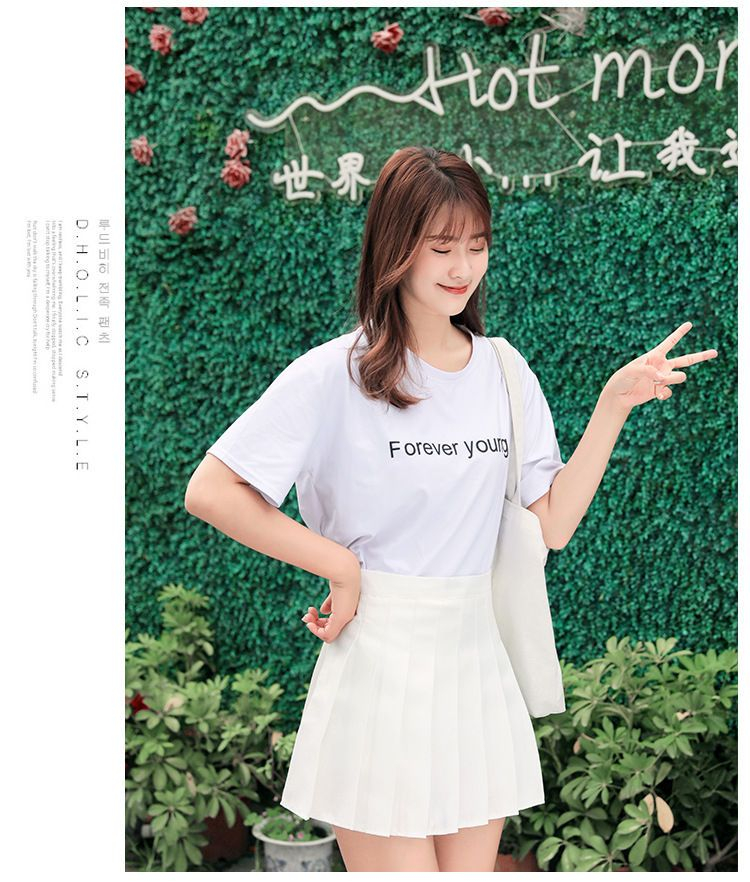 Niji Smile - Inset Shorts Effen Geplooide Rok