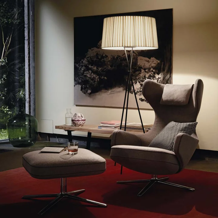 Vitra - Grand Repos Sessel, Cosy 2 hellgrau (01 kieselgrau), Aluminium poliert (Filzgleiter)