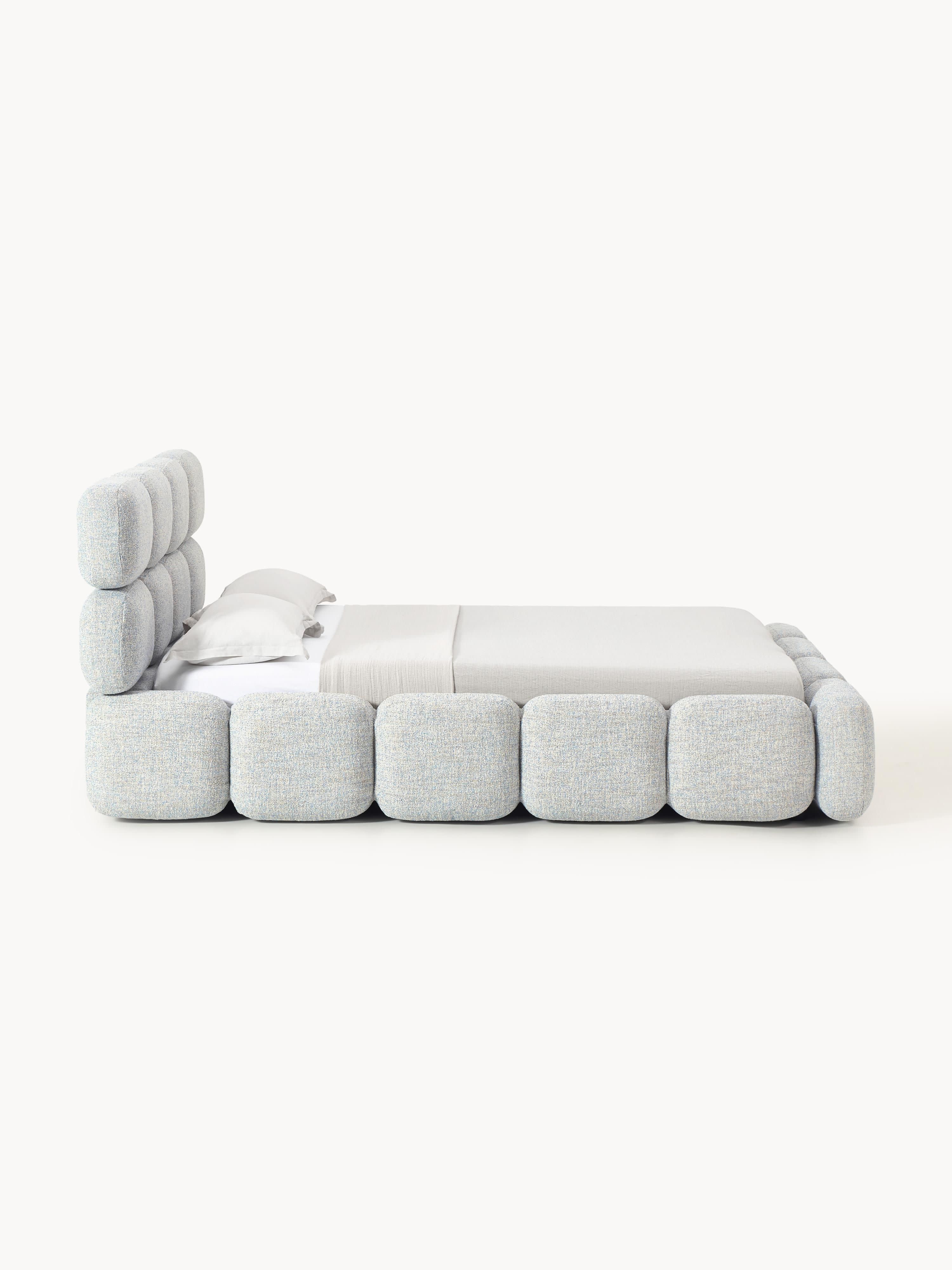 Gestoffeerd bed Tayla van bouclé met opbergruimte