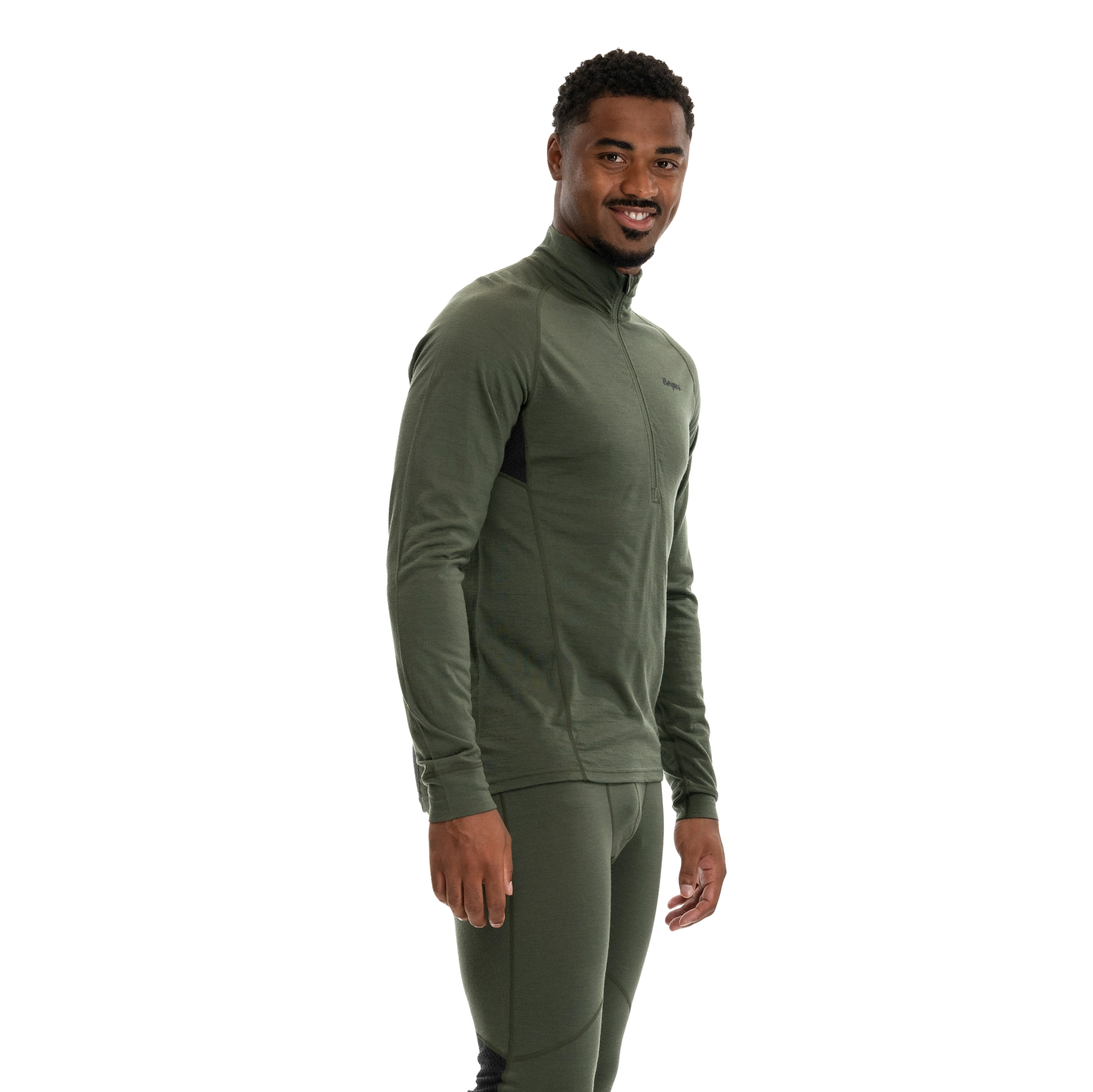 Inner:Pure Merino Half Zip Men Pine Forest / Dark Shadow Grey