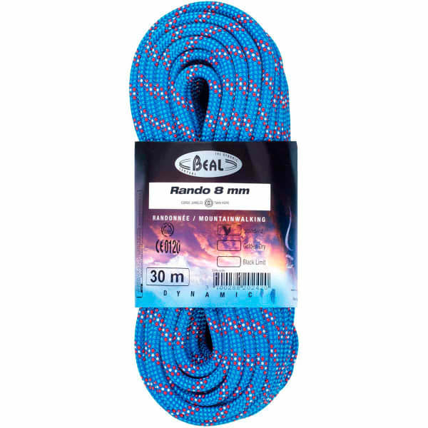 Corde alpinisme BEAL RANDO 8MM x 30M BLUE