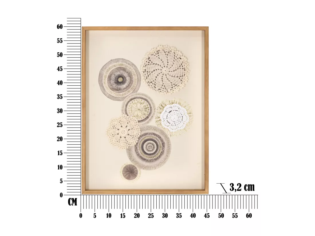 Tableau Toile sur Bois - Motifs Géométriques aux Tons Chaleureux avec Décors en Relief - 45x3,2x60 cm - Décoration Murale Élégante