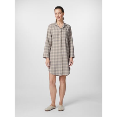 Damen-Nachthemd kariert, Beige-Blau