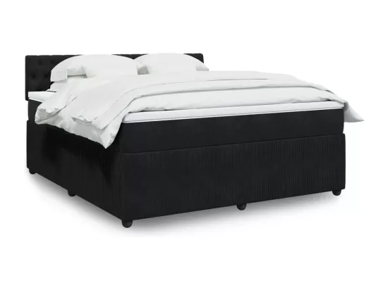 Sommier à lattes de lit avec matelas Noir 180x200 cm Velours