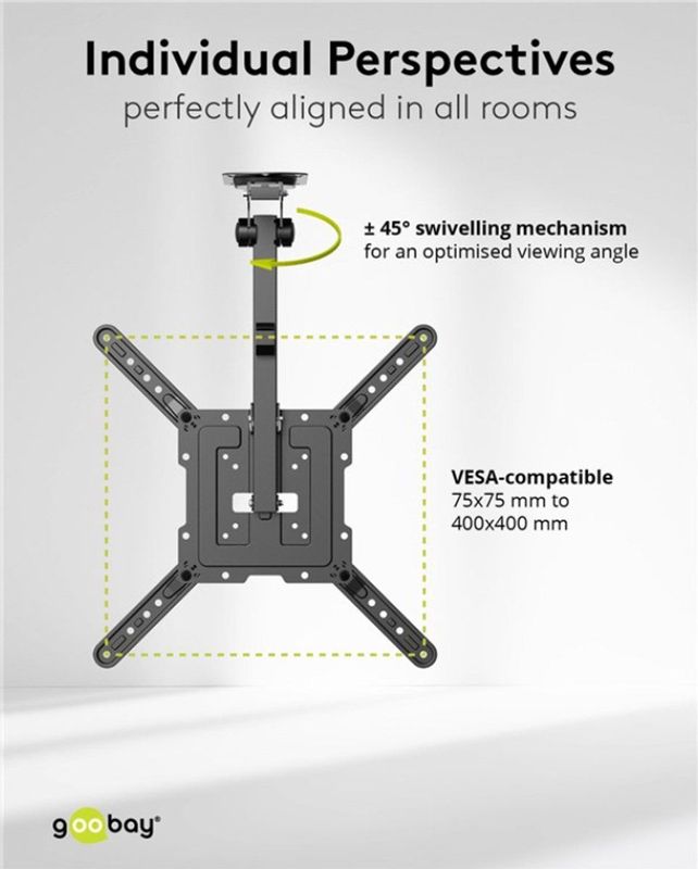 Goobay - Ceiling TV Mount Basic - Zwart - Praktische Ophangbeugel