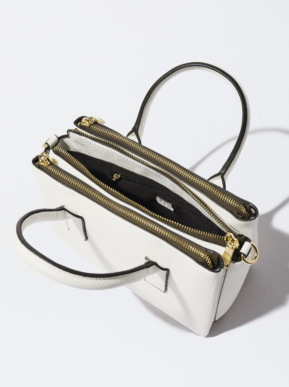 Bolsa tote personalizável com efeito de couro - Branca