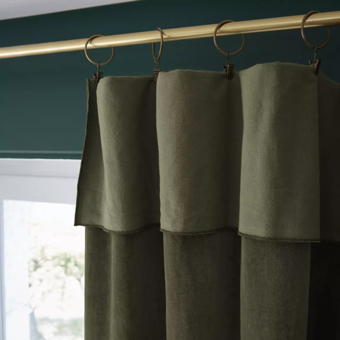 Rideau velours de coton ajustable (140 x max 270 cm) César Vert thym