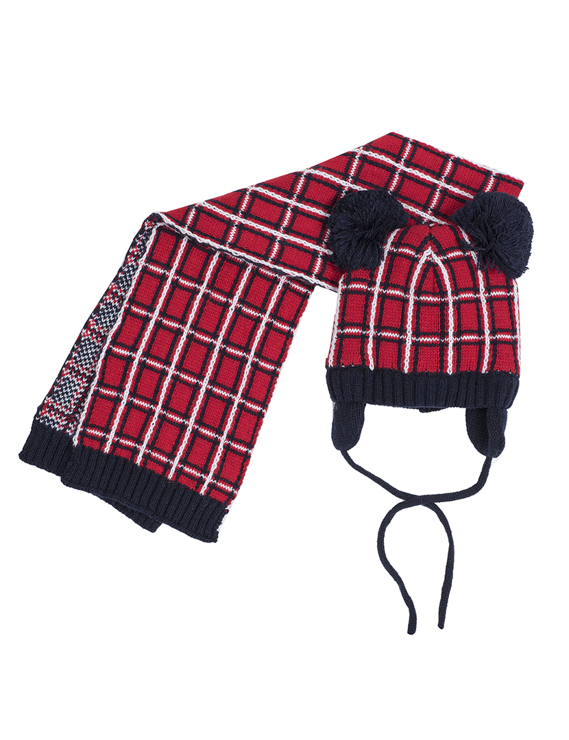 Baby Set Red and Blue Hat and Scarf