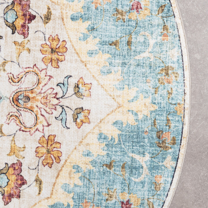 Rond vintage buitenkleed - Santo Mandala Lichtblauw
