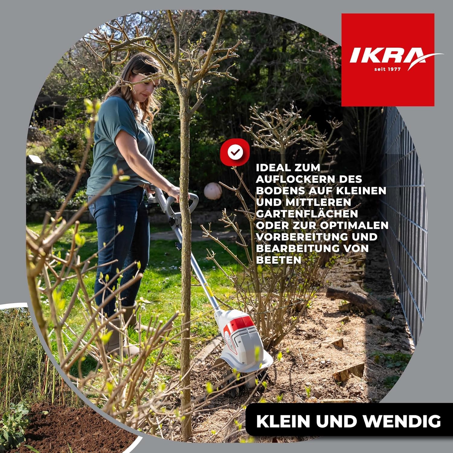IKRA Akku Bodenhacke IAMH 20, Arbeitsbreite 19cm, Arbeitstiefe bis 15,5cm, Laufzeit max. 30 Minuten, inkl. Akku & Ladegerät