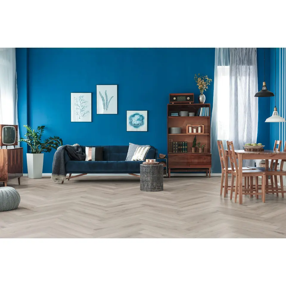 Laminaat Herringbone - visgraat grijs eiken