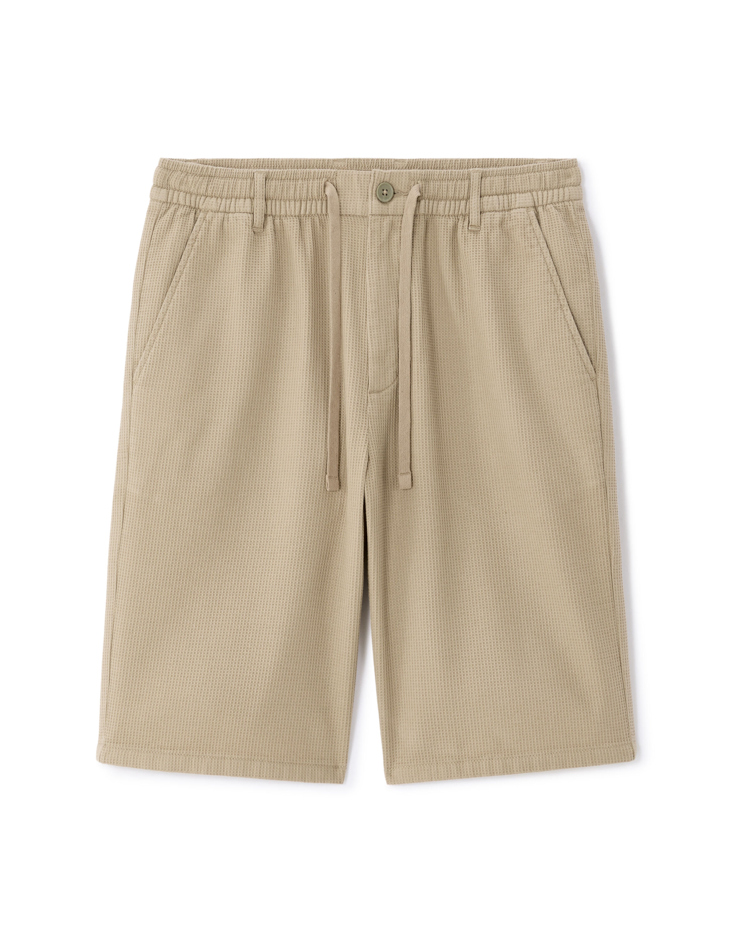Bermuda regular en nid d'abeille 100% coton - beige