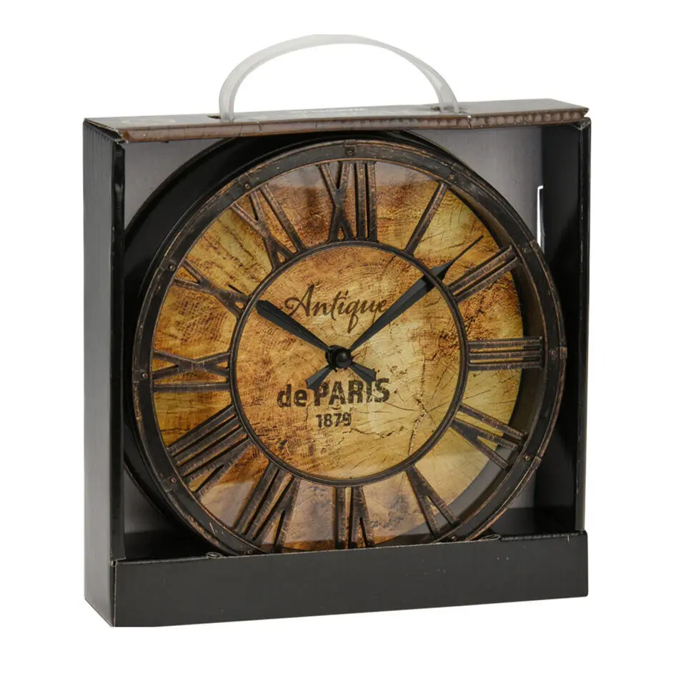 Home & Styling Wand klok oude deco stijl - Romeinse cijfers - D21 cm