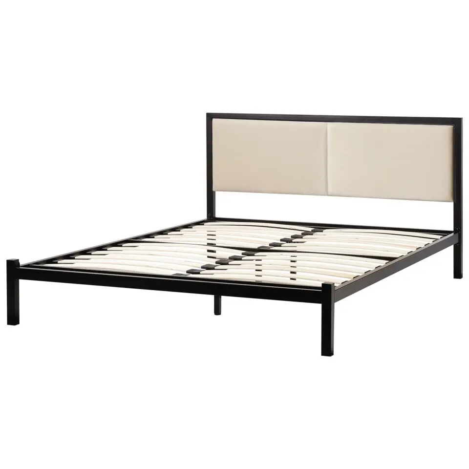 CLAMART - Tweepersoonsbed - Lichtbeige/Zwart - 140 x 200 cm - Metaal