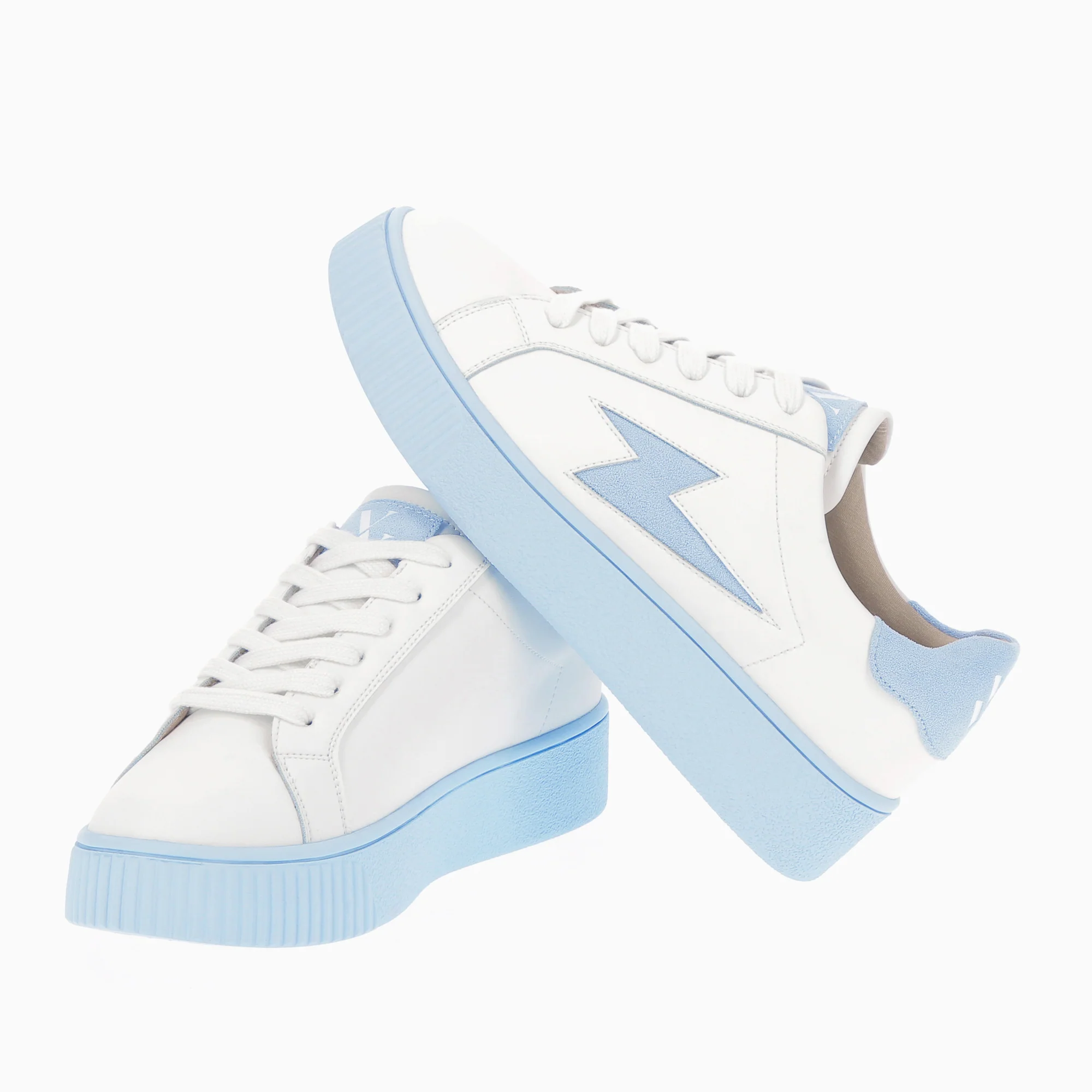 Sneakers-Baskets éclair Melany blanches à semelle bleue