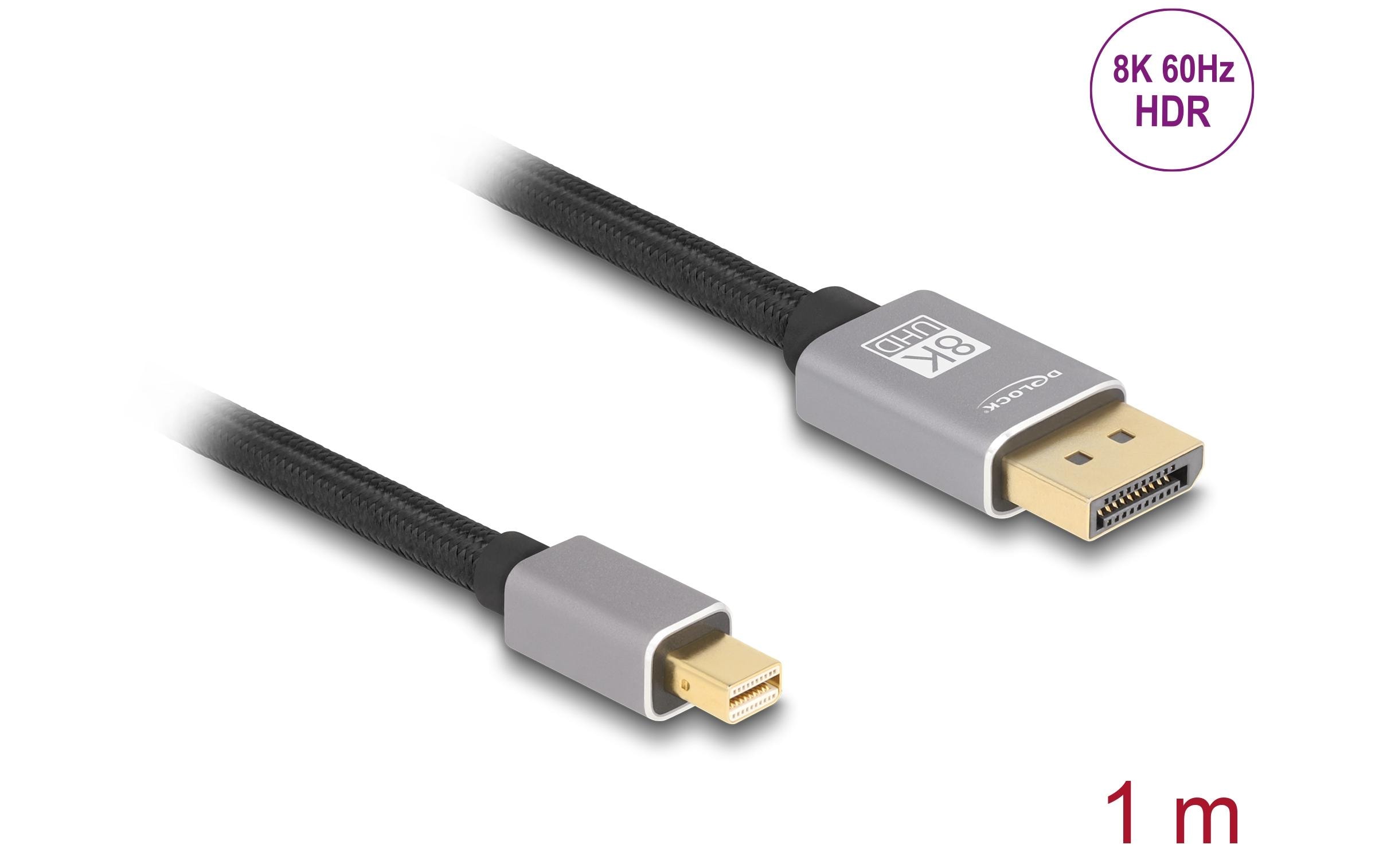Kabel 8K 60 Hz Mini-DisplayPort - DisplayPort, 1 mDelock Mini DisplayPort zu DisplayPort Kabel 8K 60 Hz 1 m