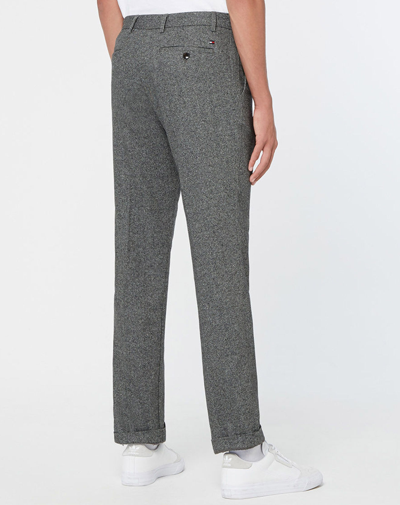 Tommy Hilfiger Pantalon Regular en Laine & Soie mélangées  Denton Donegal Mouline gris clair