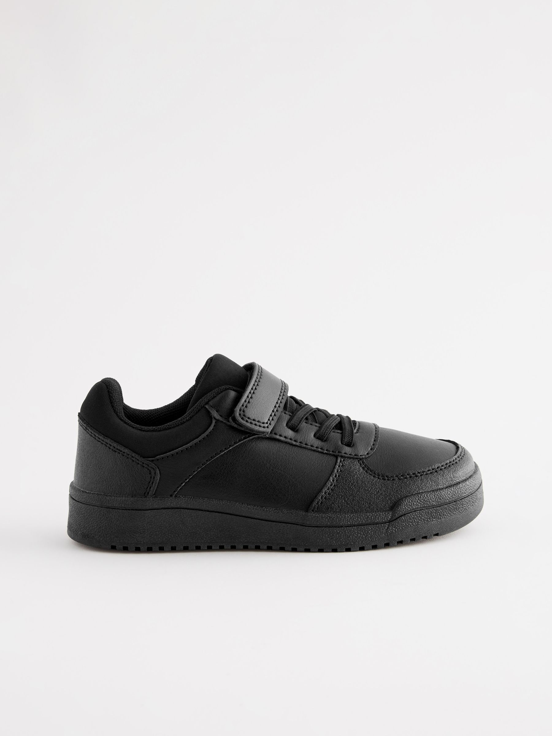 Zwart - Elastische vetersneakers voor school met 1 bandje