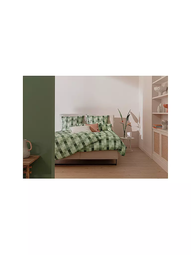JOOP Satin Bettwäsche MESH 2x 70x90cm/2000x200cm Sage hellgrün