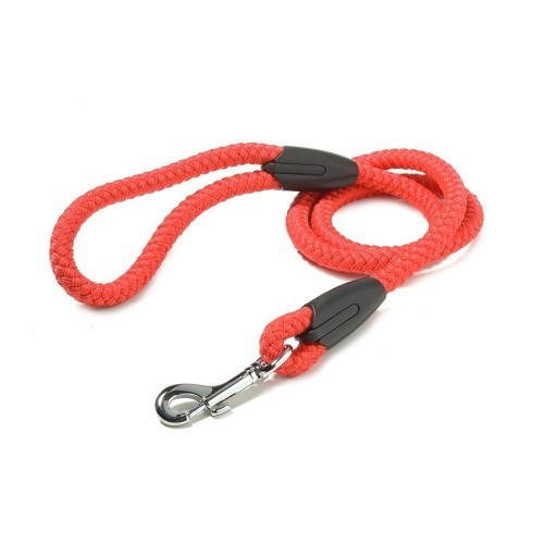 Guia de corda de nylon com gancho para cães, vermelha