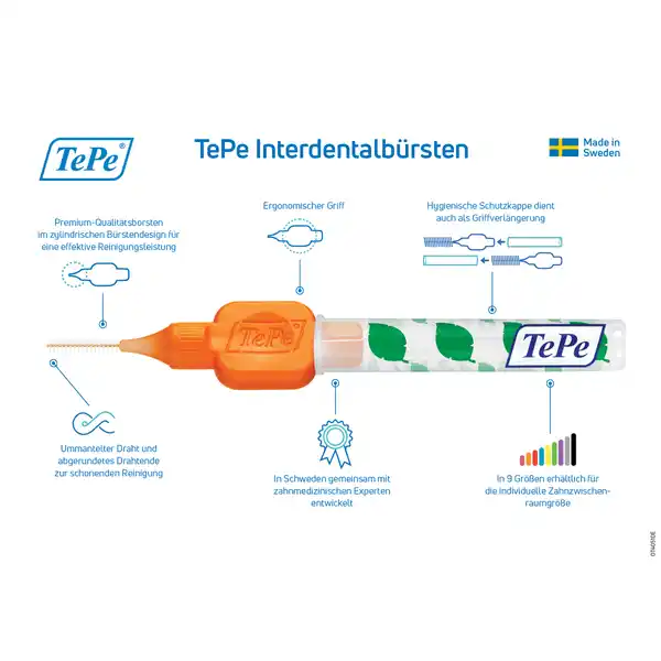 Interdentalbürsten Orange, ISO 1, 0,45 mm, 8 Stück