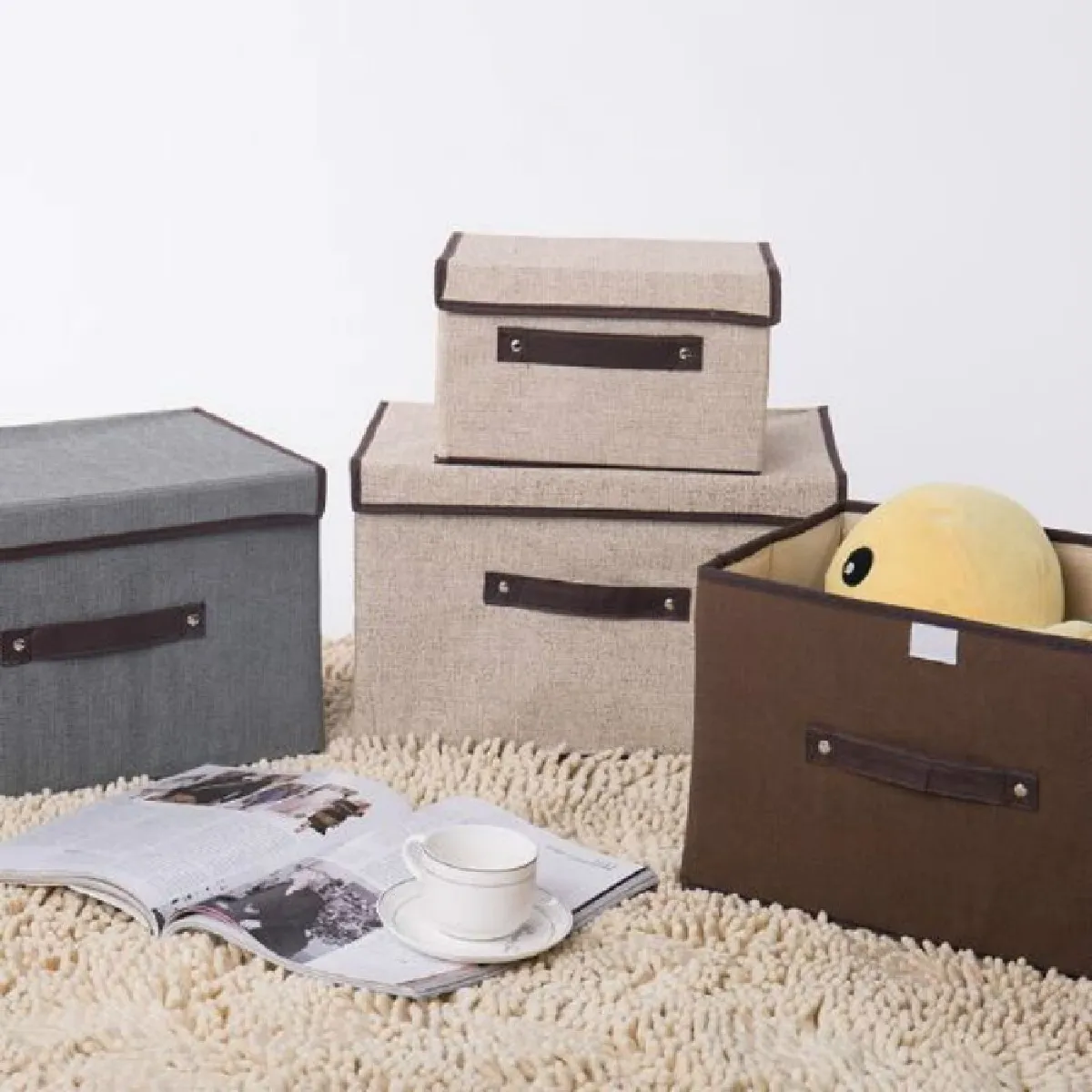 Wewoo 2 en 1 coton Cube boîte de rangement - Gris