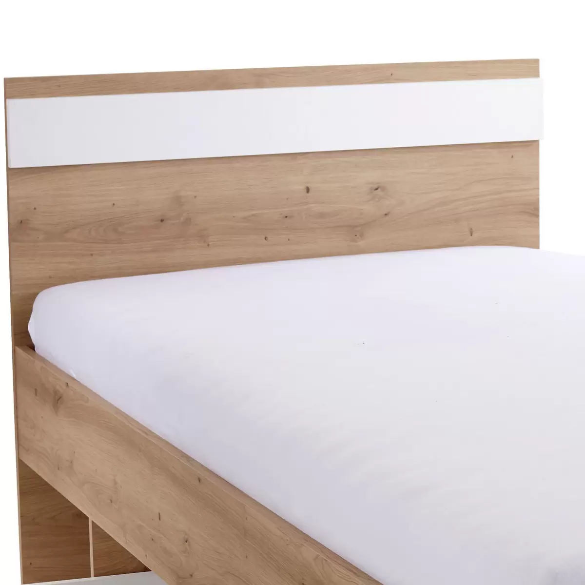 Bett Box 90x200 weiss,Eiche