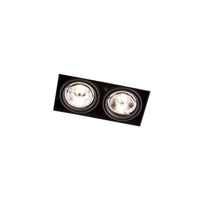 Inbouwspot zwart GU10 AR70 trimless 2-lichts - Oneon