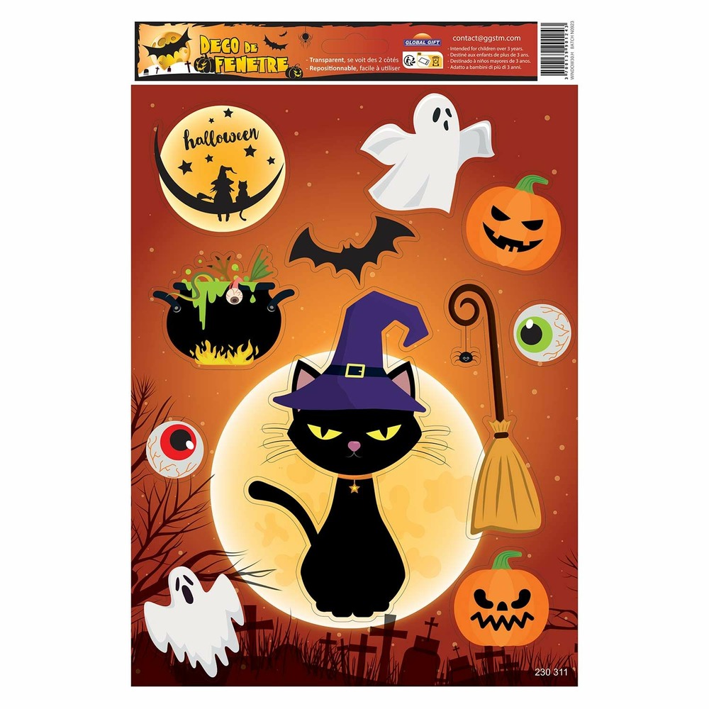 Décoration de fenêtre électrostatique halloween