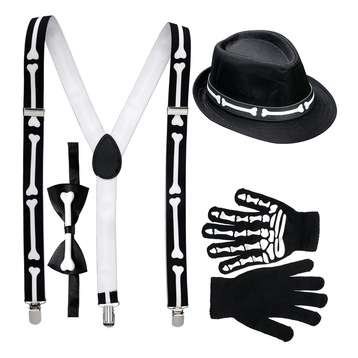 Halloween Accessoireset Skelet 4 delig