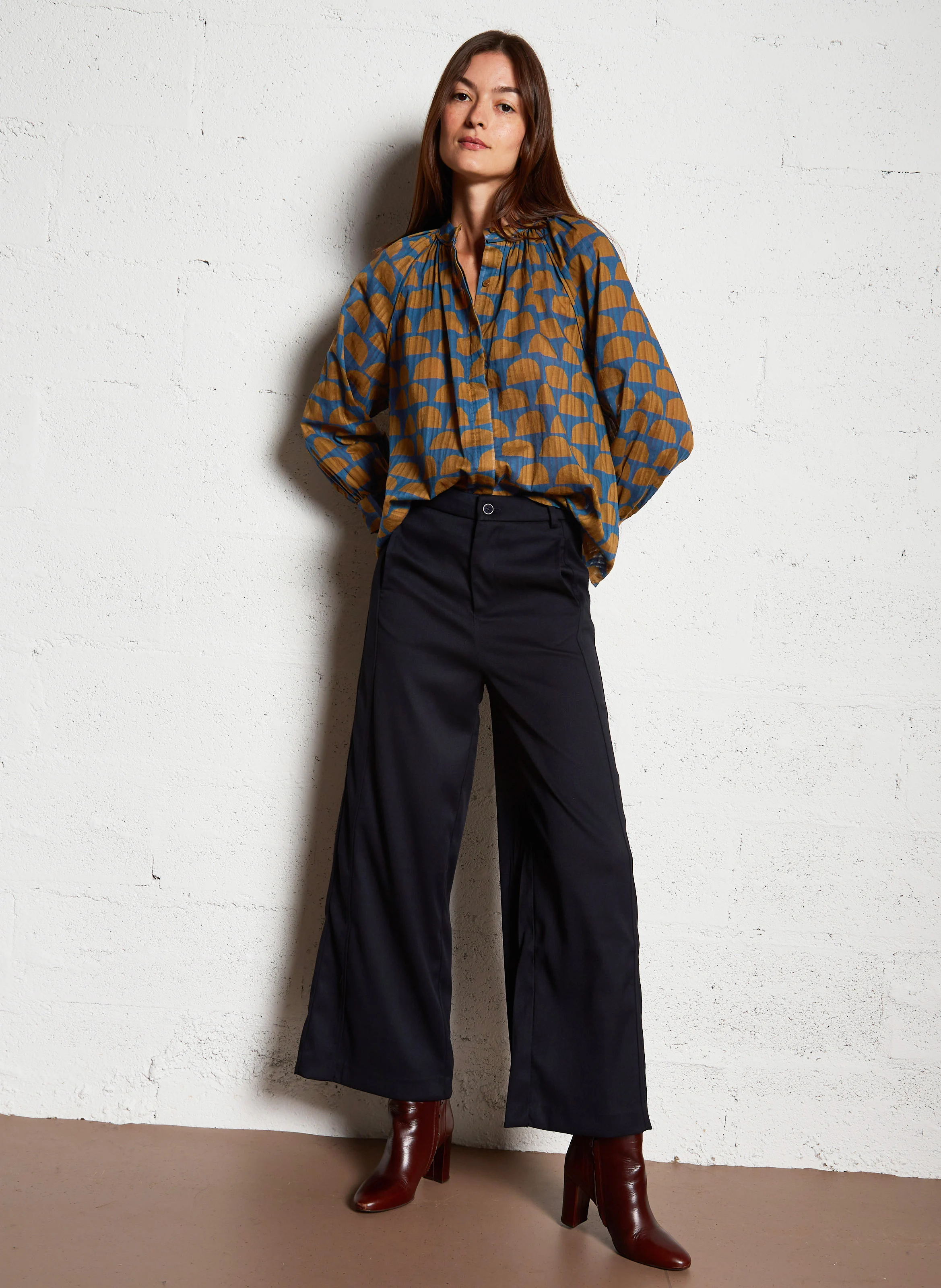 Pantalon large| Bleu