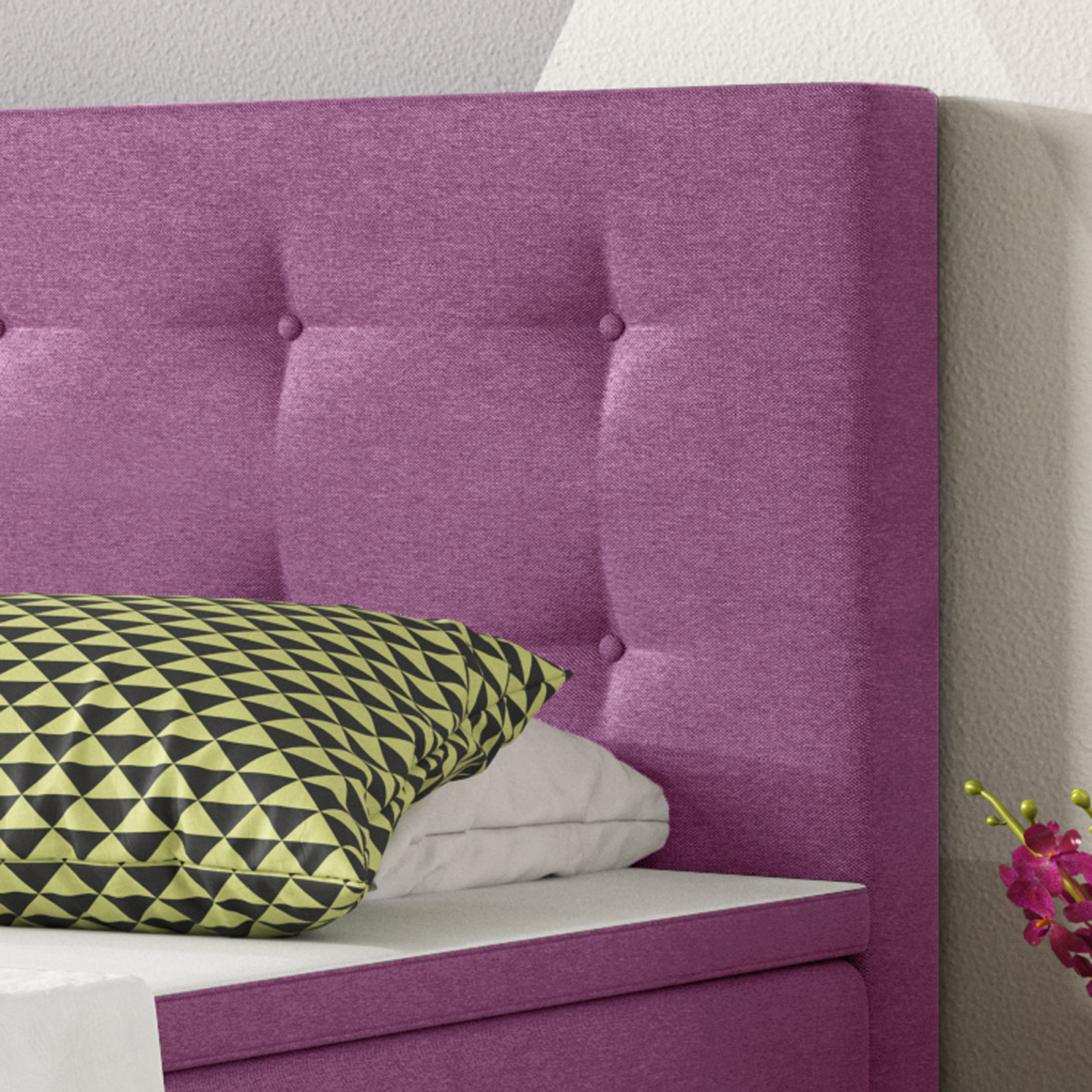 Boxspringbett - pink - mit Topper - H3 - 90x200 cm