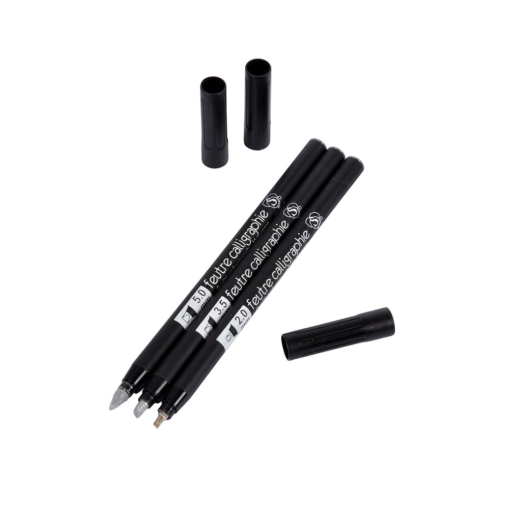 Lot de 3 stylos calligraphie argent