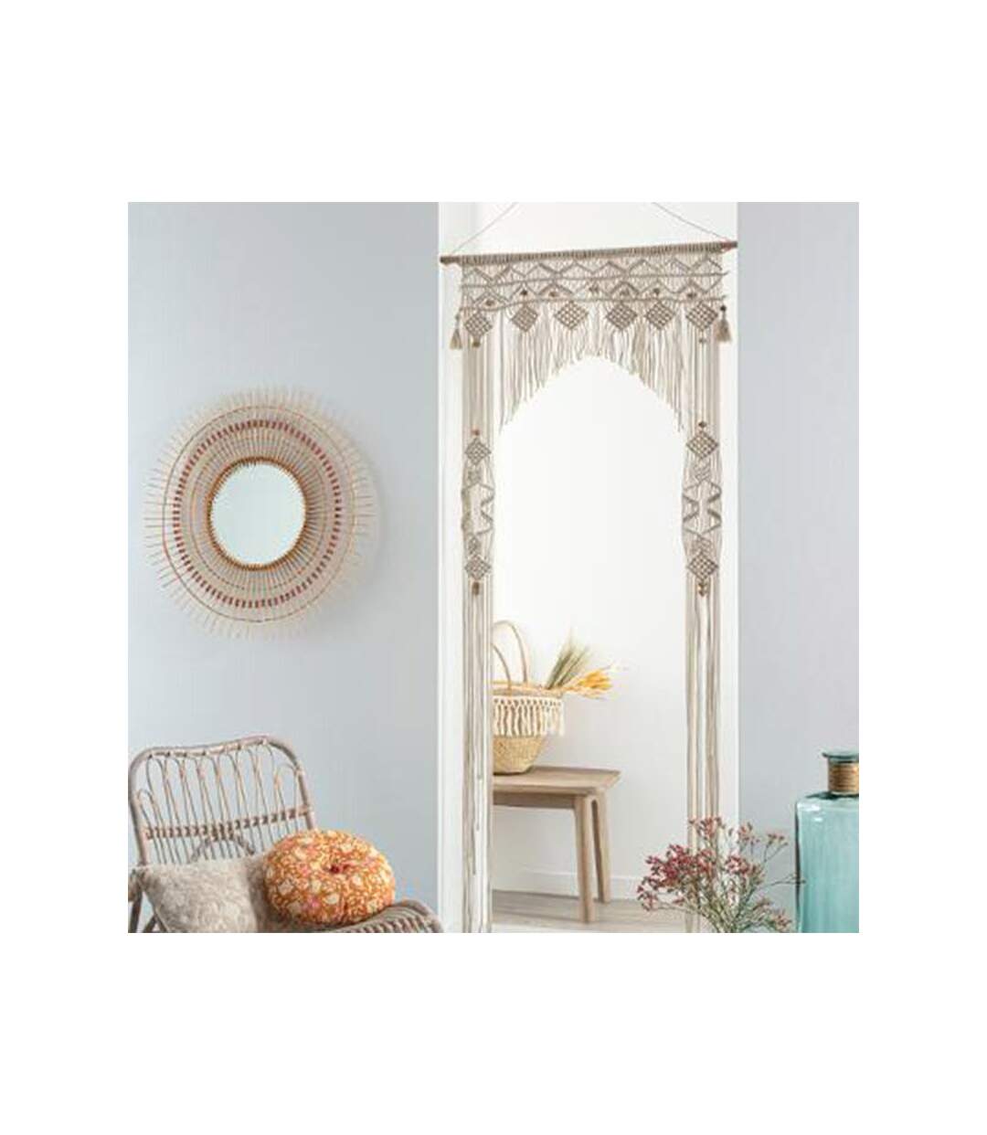 Rideau Fil Macramé Arche 90x200cm Ivoire