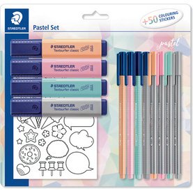 Set d'écriture pastel, avec 50 gommettes à colorer
