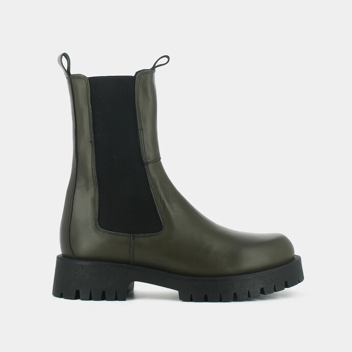 Bottines à plateformes  en cuir kaki