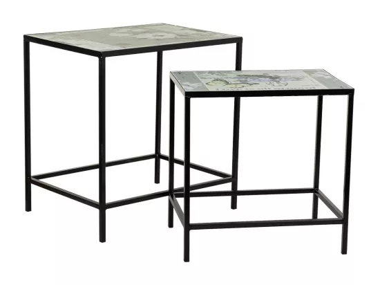 Ensemble de 2 porte-fleurs en mosaïque et fer forgé noirs