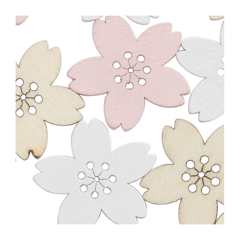 Houten decoratie bloemen - set van 36 - ø2.8 cm