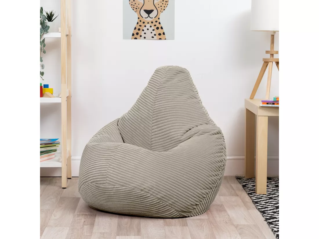 Pouf inclinable enfant velours côtelé beige galet - DALTON