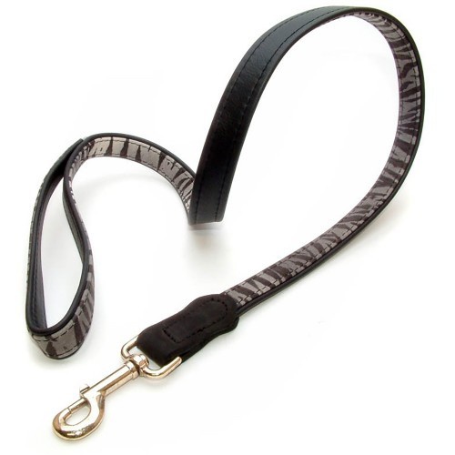 Pulseira de couro com estampa de zebra em branco/preto