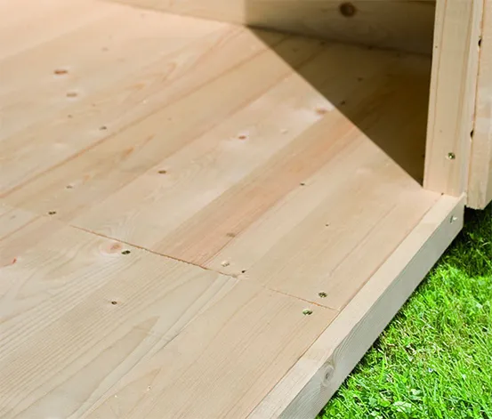 Karibu Fasshaus »Orkla«, naturfarben, inkl. 9 kW-Ofen mit externer Steuerung