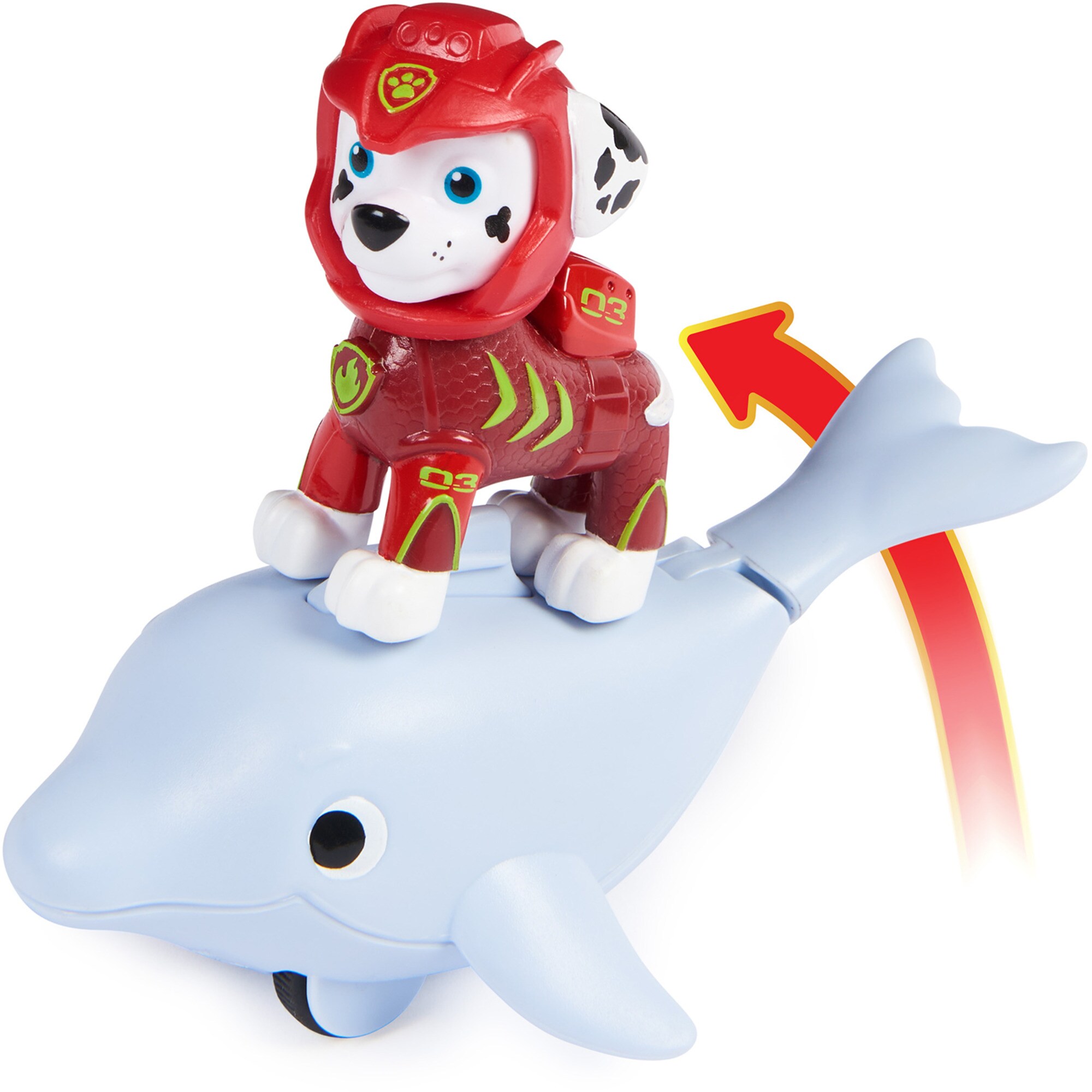 Spin Master Spielfigur Paw Patrol Aqua Pups - Hero Pups-Set mit Marshall-Welpenfigur und Delfin-Figur