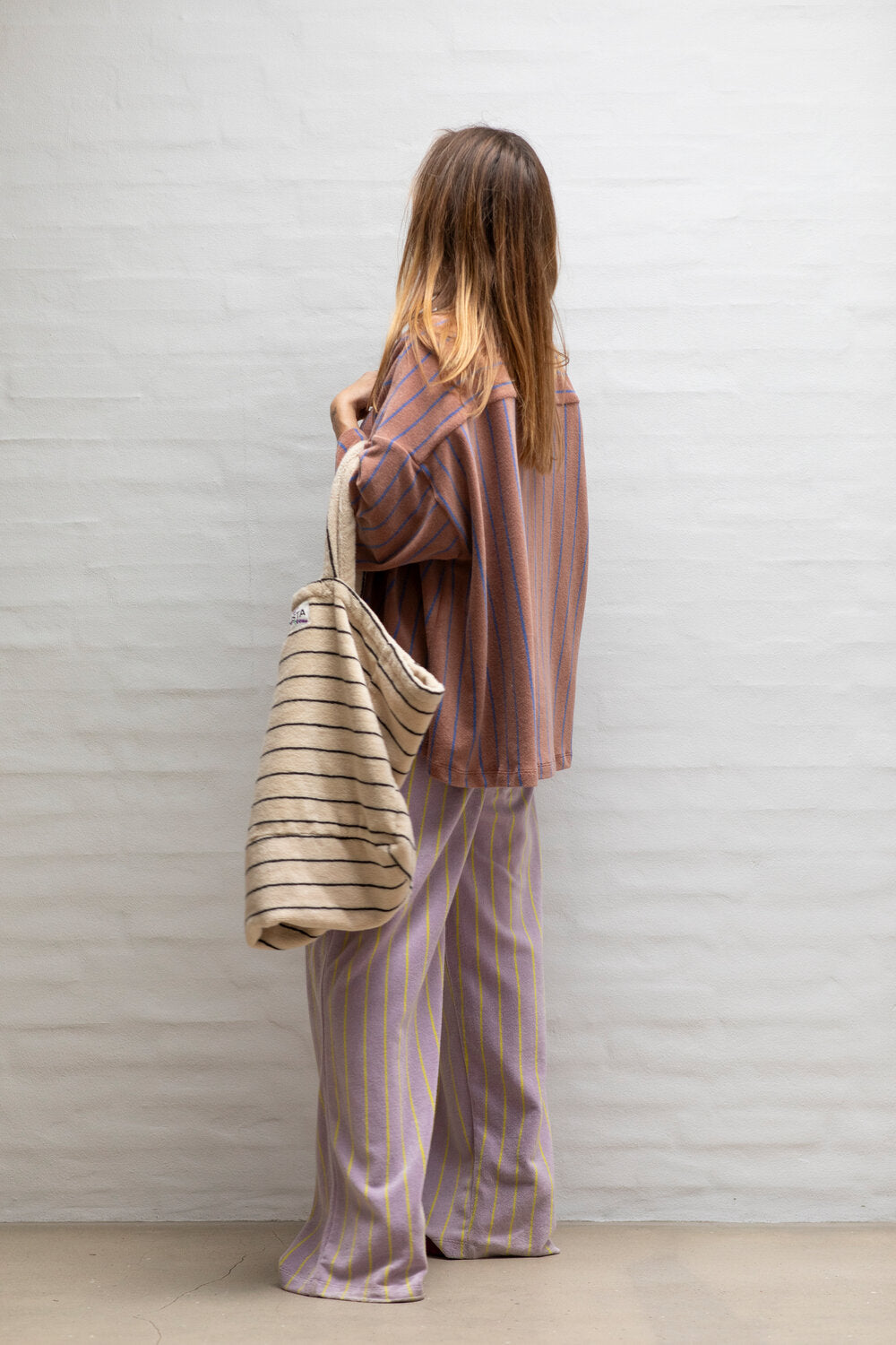 Bongusta  Naram oversized skjorte - Camel/Ultramarine blue