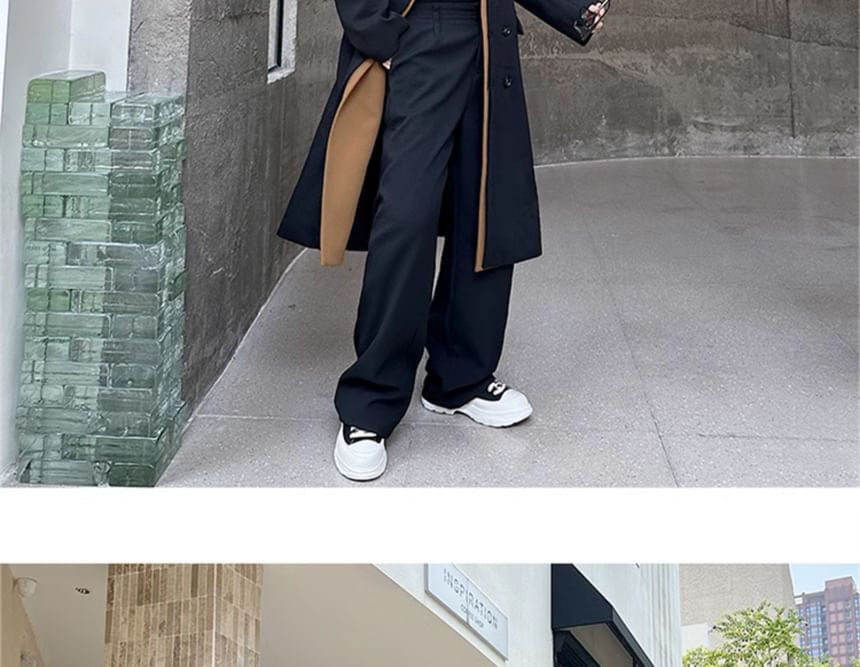 Freehop - Mock Two Piece Double Breasted Trenchcoat