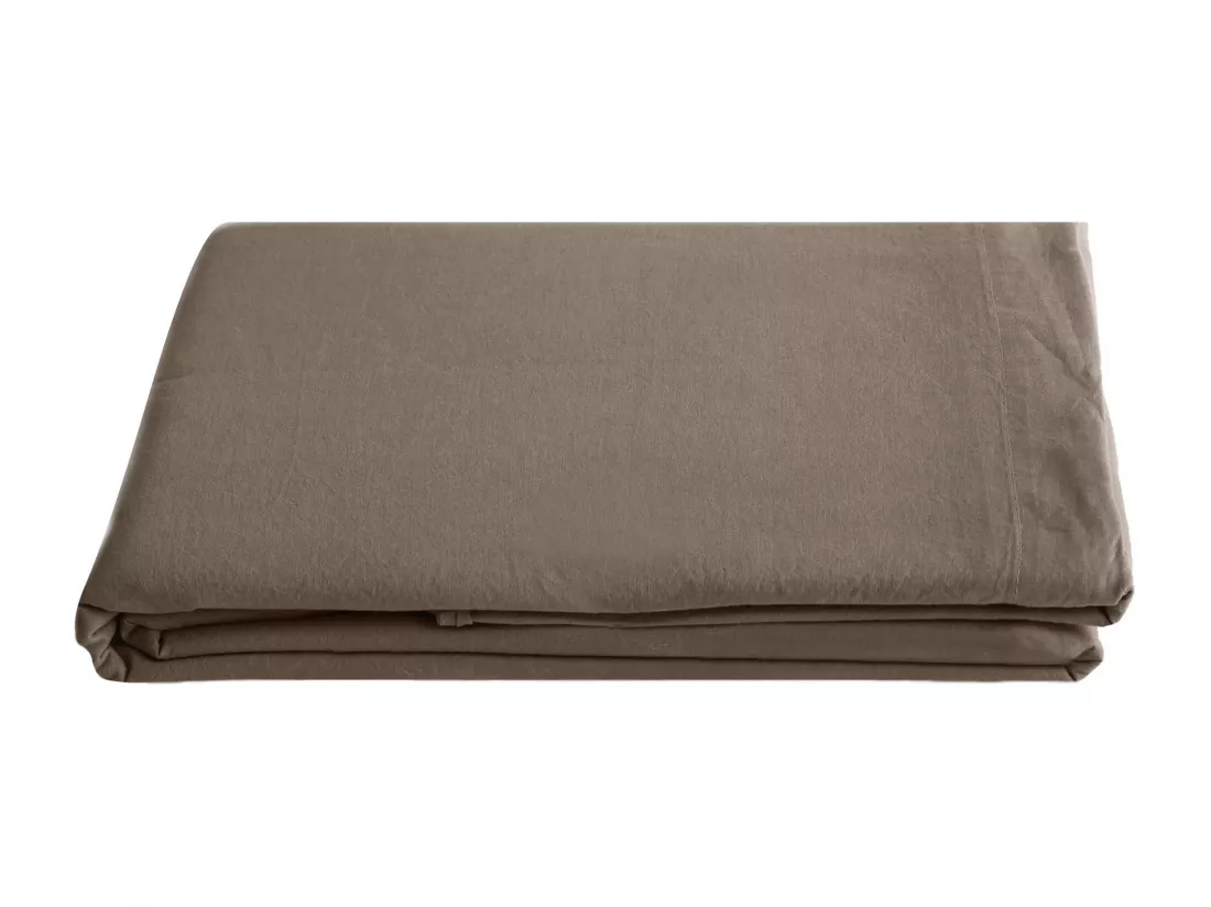Drap plat 240x290 cm pur coton collection PALACE marron tabac