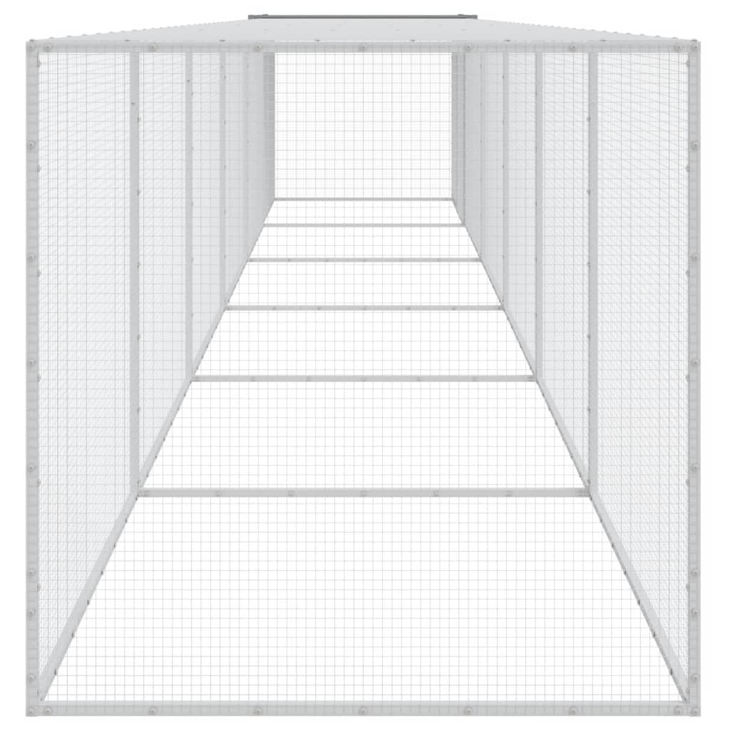 Galinheiro vidaXL com telhado, aço galvanizado, cinza claro, 1003x98x90 cm