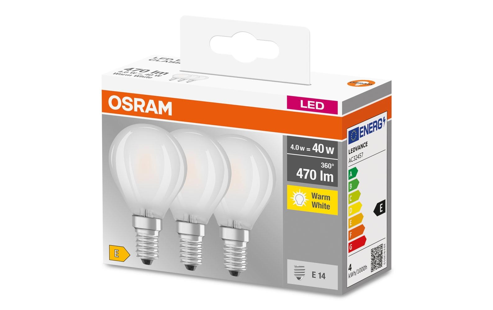 Lampe Base Retro, 4W, E14 Warmweiss, 3er BoxLED-Leuchtmittel