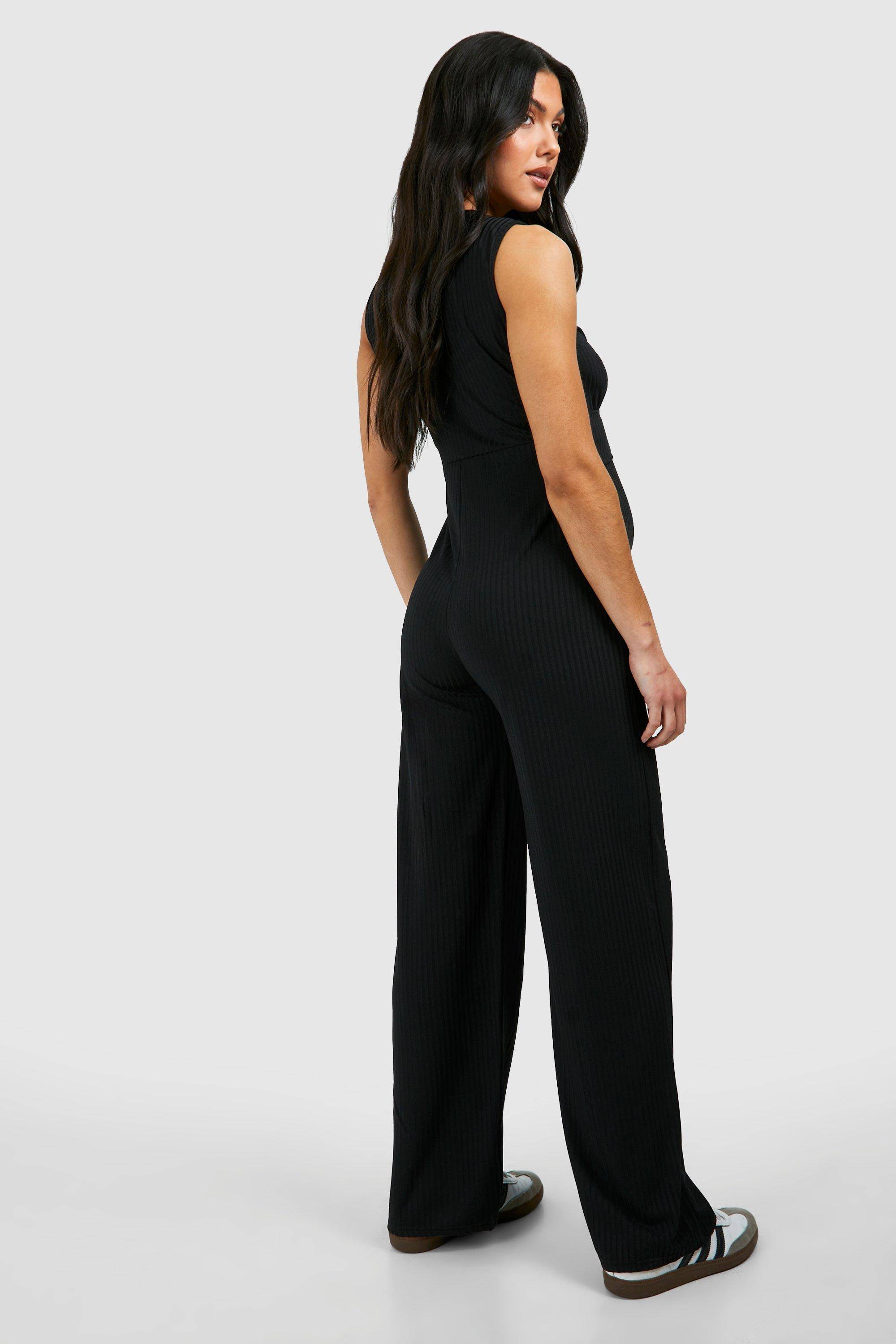 boohoo Combinaison de maternité en jersey côtelé sans manches avec détail de nœud pour se détendre