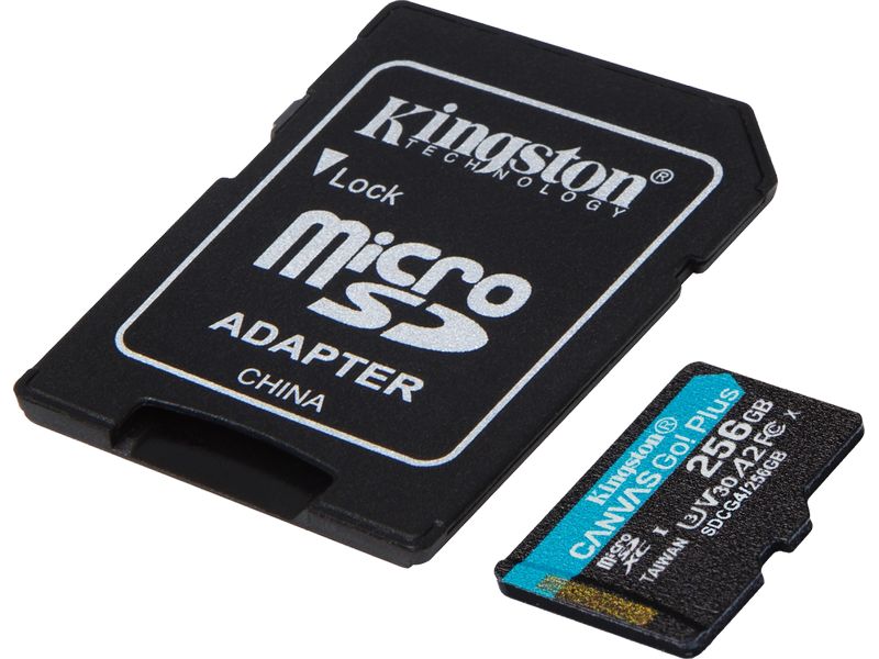Kingston microSDXC-Karte Canvas Go! Plus 256 GB SD-Karte UHS-I U3, 200 MB/s / 160 MB/s, ‎Klasse 10